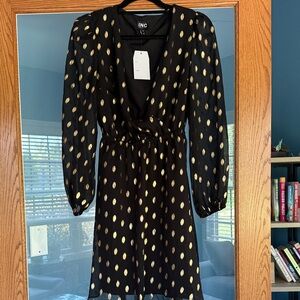 INC International Concepts Black Dress with Gold Accents